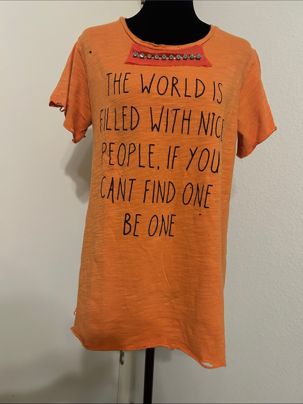 Orange Graphic Tunic Top with Message